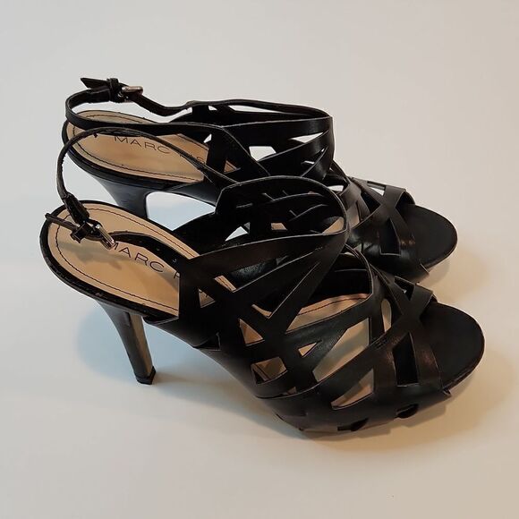 Marc Fisher Stappy Open Toe Heels Black Women's Sz 8M NICE! - Picture 2 of 15